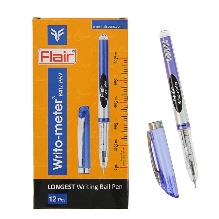 Ручка шариковая Flair синий, черный стержень WRITO-METER